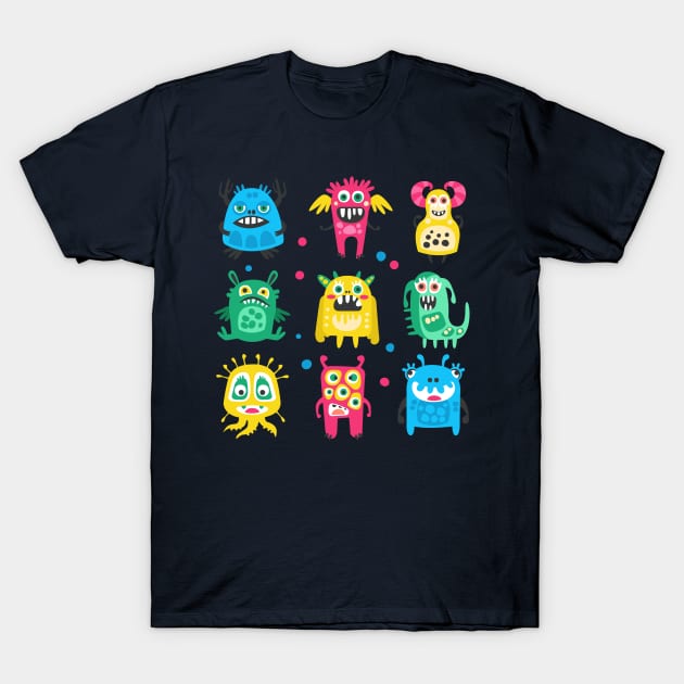 aliens bacteria cartoon set T-Shirt by Mako Design 